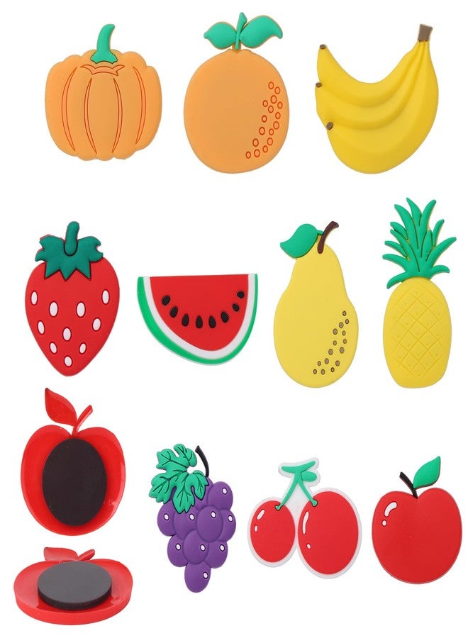 lasuroa 10pcs Fruit Refrigerator Magnets, Waterproof PVC Large Size Cute Decorative Fruit Shaped Fridge Magnets Decorations for Children's Baby Educational Toys - Image 1